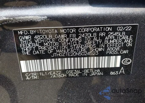 2022 Lexus Is 350 F Sport z USA, uszkodzony, nr VIN JTHGZ1E20N5024523